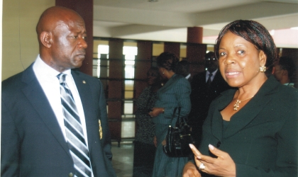 Rivers State Attorney-General ansCommissioner for Justice, Mr Kenneth Chikere (left), listening to Rivers Solicitor-General, Barr Mina Benibo, during a courtesy visit to the Rivers Ministry of Justice by Nigerian Bar Association (NBA), Port Harcourt Branch, last Friday. Photo: Chris Monyanaga