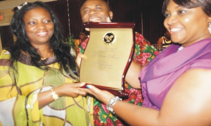 Wife of Rivers State Governor, Dame Judith Amaechi (left) with Nigeria's Consular-General, State of Georgia, Hon. Geoffrey Teneilabe, shortly after receiving an award of excellence in Atlanta Georgia, United States of America.