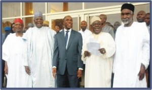 L-R: Govs. Rabi’u Kwankwaso of Kano State; Sule Lamido of Jigawa State; Chibuike Amaechi of Rivers State; Babangida Aliyu of Niger State, and Murtala Nyako Of Adamawa, during the Northern governors visit to Governor Amaechi  in Port Harcourt , yesterday