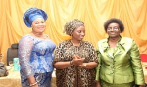 Wife of the Rivers State Governor, Dame Judith Amaechi (middle) flanked on the left by Mrs Muriel Graham Douglas and on the right by Apostle Dr Laide Okafor, during a courtesy call of Women Intercessory for Churches and Nations at Government House, Port Harcourt.