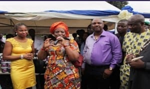 Wife of the Rivers State Governor, Dame Judith Amaechi (middle), flanked  by Dr Nneoma Dike, wife of the chairman, Caretaker Committee Obio/Akpor Local Government Council (left), Chairman Caretaker Committee Obio/Akpor local Govt, Hon Chikordi Dike and the Chief of Staff Government House, Rivers State, during the flag off of the Free Eye Medical Outreach at Orazi  organized by the wife of the Chairman, Obio/Akpor Caretaker Committee, recently.