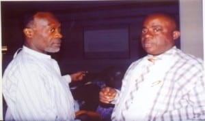 Rivers State Commissioner for Special Duties, Barr Dickson Umunakwe (right) chatting with Director of Administration in the Ministry, Victor O. Charles, during the training course on capacity building in flood disaster management orgainsed by the Ministry of Special Duties at Viontel Hotel, Stadium Road, Port Harcourt, yesterday.