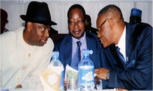 R-L: Vice Chancellor, University of Port Harcourt, Prof. Joseph A. Ajienka, VC, Federal University of Petroleum Resources, Delta State, Prof John Orwala Elis-Efestor and Petroleum Minister’s representative, Engr Ernest Wankpa, during the 10th Induction/Anniversary of the Institute of Petroleum Studies, in Port Harcourt, yesterday. Photo: Obinna Prince Dele