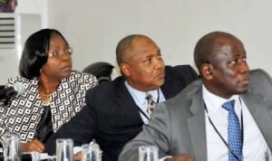 L-R Consultant Paediatrician, University College Hospital (UCH), Ibadan, Prof. Kikelomo Osinusi, Vice Chancellor, Umaru Yar'adua University, Prof. Muuta Ibrahim and Consultant Pediatrician, Guy's and St Thomas  Hospital London, and Founder of SCORE, Dr Baba Inusa, during the launch of Sickle Cell Cohort Research (SCORE) in Abuja last Monday. Photo: NAN