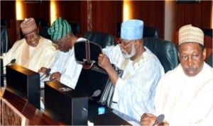 L-R: Former Military President, Ibrahim Babangida, former Interim President,Chief Ernest Shonekan, former Head of State, Retired Gen. Abdulsalami Abubakar and former Chief Justice of Nigeria, Justice Muhammed Uwais at the National Council of State meeting in Abuja, yesterday