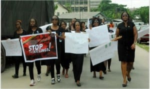 Cross section of the members of Concerned Women of Nigeria in Rivers State, during a peaceful protest against the killing of innocent women and children by the Boko Haram sect in the Northern part of the country. Photo: Egberi A. Sampson