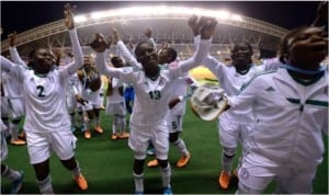 Nigeria’s Flamingoes celebrating their 3-0 victory over Mexico in the on-going FIFA U-17 World Cup in Costa Rica