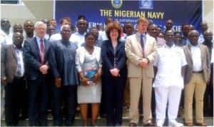 Delegation from United Kingdom Hydrographic Office with members of Nigeria Hydrographic Society, during a stakeholders forum in Lagos, yesterday