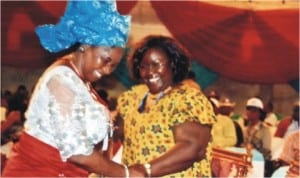 Rivers State Commissioner for Information and Communications, Mrs Ibim Semenitari (right) congratulating the newly elected state APC Woman Leader, Mrs Caroline Nagbo (left) at the party’s congress last Saturday in Port Harcourt.