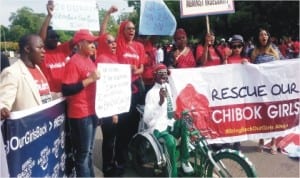 ‘Bring Back Our Girls' Group demanding immediate rescue of abducted Chibok School Girls in Abuja, yesterday