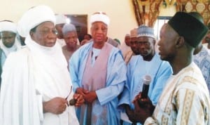 L-R: Emir of Zuru, Alhaji Sani Sami, Senator Muhammadu Magoro, National President of Zuru Emirate Development Society (ZEDS), Mr Yakubu Kwami and Mr Markus Dudu, at the presentation of ICT  Centre, donated to the society by Senator Magoro in Zuru, recently.