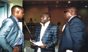 Sole Administrator, Rivers State Environmental Sanitation Authority (RSESA), Mr Ade Adeogun (left), with Director, Administration, Mr Ian Gobo (right) and Media Officer, Mr Ige Olalekan, during a one-day workshop for Head Teachers of Public Primary Schools in Port Harcourt, Obio/Akpor, Eleme, Ikwerre and Oyigbo Local Government Areas, organised by RSESA in Port Harcourt, last Thursday.