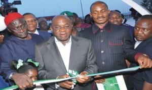 Senate President David Mark (middle), commissioning an aircraft for the lifting of pilgrims to Israel, Rome and Greece in Abuja recently. With him are Chairman, Senate Committee on Police, Senator Paulinus Igwe (left) and Executive Secretary, Nigerian Christian Pilgrims Commission, Mr John-Kennedy Opara (2nd right).