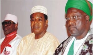 L-R: President, Christian Association of Nigeria (CAN), Pastor Ayo Oritsejafor, Methodist Archbishop of Abuja, Most Rev. Oche Job and Preacher, Banawa Central Mosque, Kaduna, Malam Ibrahim Sayyadi, at the Christian/muslim Interactive Meeting On Peace, Unity and Justice in Abuja, yesterday 