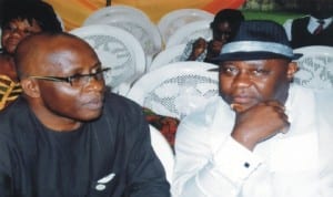 Former Director, Ministry of Information & Communications,  Mr Samuel Iyoyo (left) representing  Commissioner for Information and Communications  with General Manager, Rivers State Television, Mr Tonye  Ekong, during the day of the African Child 2014 celebration organised by Rivers State Broadcasting Corporation in conjuction with United Nations Children’s Fund (UNICEF) and Ministry of Social Welfare & Rehabilitation in Port Harcourt last Monday. Photo: Egberi .A. Sampson