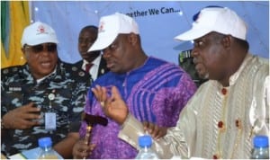 L-R:Rivers State Commissioner of Police, Mr Tunde Ogunsakin, Rivers State Deputy Governor, Engr Tele Ikuru And Senator George Sekibo at the “Stop Kidnapping Campaign” organized by the Commissioner of Police at the Police Officers Mess in Port Harcourt, Yesterday.