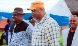 R-L: The representative of Governor Amaechi, Engr. Tele Ikuru, Deputy Governor, Rivers State, Commissioner for Commerce and Industry, Mr. Chuma C. Chinye and the Commissioners for Special Duties, Barr. Dickson Umumakwe at the empowerment ceremony at Delta Hotel, Port Harcourt last Friday, 8th August, 2014