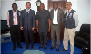 Country Representative/Director, World Health Organisation, Mr Rui Vaz (2nd left) and other WHO officials during a courtesy visit to the Rivers State Commissioner for Health, Dr Sampson Parker (middle) on their joint efforts to fight the spread of Ebola virus in Rivers State, yesterday in Port Harcourt