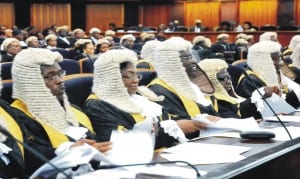 A cross-session of Judges at the Valedictory Court session in honour of Justice Christopher Chukwuma-Eneh at the Supreme Court in Abuja recently.