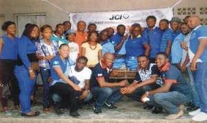 Members of Junior Chamber International (JCI), Port Harcourt metropolitian, during a  free medical outreach in Bundu-Ama, Port Harcourt, recently. 