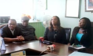 Former Permanent Secretary, Ministry of Information and Communications,  Rivers State, Mrs  Cordelia Peterside (right), Director, IT and Operations CONSAT, Ouwafunmilola Adewon  (middle), General Manager, RSTV,  Mr. Tonye  Ekoong (2nd left), and General Manager,  RSNC, Mr. Celestine Ogolo, during presentation of CONSAT decorders to LGA representatives in Port Harcourt, recently..                                        Photo: Egberi A. Sampson