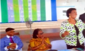 Dr (Mrs) Elizabeth Ugoji (right), with Dr (Mrs) Joyce Ofoegbu (middle) and her husband, Mr Ofoegbu, during an appreciation ceremony in honour of Dr Ugoji and Dr (Mrs) Ofoegbu  organised by the Department Office and Information Management in Port Harcourt recently.   										Photo: Ibioye Diama