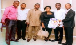 President, Genius Making Youth Foundation (G-MYF), Egbulefu Justice (2nd right),  with executive s of the foundation, during a courtesy visit to Rivers State Newspaper Corporation in Port Harcourt, recently.    Photo: Egberi A. Sampson 