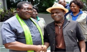 L-R: Deputy Governor of Imo State, Prince Eze Madumere, Director-General, National Environmental Standards and Regulation Enforcement Agency (NESREA), Dr Lawrence Anukam and Director, Inspection and Enforcement, NESREA, Mrs Miranda Amachree, during the visits of the Deputy Governor to the agency in Abuja recently.