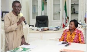 Rivers State Co-odinator, Federal Character Commission, Mr. Henry Owonaro, delivering his speech to the Rivers State Deputy Governor, Dr. Ipalibo Harry Banigo, during a courtesy visit in Government House, Port Harcourt, recently.