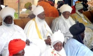 Traditional rulers from Gombe State, during the inauguration of Bank of Industry Zonal Office in Gombe recently.