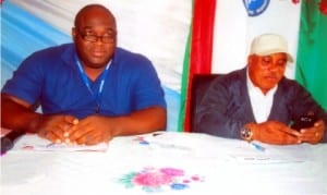 Rivers State Chairman, Nigeria Civil Service Union (NCSU), Comrade O. T. Lilly-West (right), with the State Secretary, Comrade Dan Otakpo, during the inauguration of the executives of the Women Committee of the union in Port Harcourt on Thursday. 