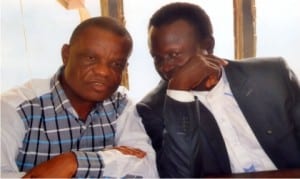 Rivers State Chairman, NURTW, Comrade Ominiaye Bagha Kalango (right), chatting with the Secretary, Chuks Boms, at the inauguration of the branch executives of the union in Port Harcourt recently.