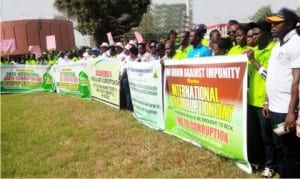 Members of the Civil Society Organisations during the 2015 Anti-Corruption Day rally in Benin, recently