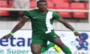 CHAN Eagles striker, Ezekiel Bassey in action during one of the Eagles warm up match ahead the 2016 CHAN