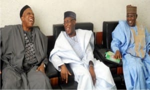 L-R: Chairman, Board of Trustees, National Agricultural Foundation of Nigeria (nafn), Dr Abdullahi Adamu, Minister of Agriculture and Rural Development, Chief Audu Ogbeh and the representative of the chairman of the occasion, Alhaji Adamu  Bello,  at the national workshop on a New Agricultural Policy for Nigeria in Abuja, yesterday.