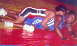 Female wrestlers at tie