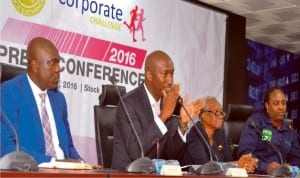 L-R: Head, Corporate Communications, Nigerian Stock Exchange (nse) Mr Olumide Orojomi, Head, Corporate Services Division  Mr Bola Adeeko, convener, committee encouraging corporate philanthropy (Cecp-Nigeria), Mrs Adetutu Adeleke and Executive Secretary, Cecp-Nigeria, Dr Abia Nzelu, at the corporate challenge 2016 news conference in Lagos last Tuesday.