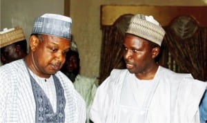 Governor Atiku Bagudu of  Kebbi State (left) with the Editor-In-Chief of the Media Trust  Ltd, Mr Mannir Dan-Ali, during his visit to the Governor in Birinin Kebbi on Tuesday.