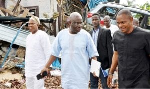 Members of the House of Representatives Committee on Army, during their visit to the sites allegedly damaged by soldiers ( on February 22 and 23, 2016) in Ogoni communities of Gokana and Khana Local Government Areas in Rivers, yesterday