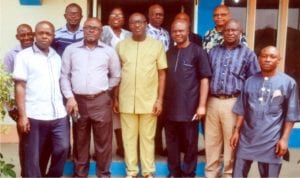 Group photograph of General Manager and Management team of Radio Rivers with Chairman and Exco of NUJ Rivers State Council at the end of courtesy visit recently.                 Photo: Chris Monyanaga 