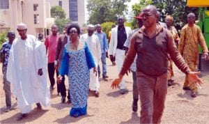 L-R: Director of Communication, Office of the Head of the Civil Service of the Federation, Mr Haruna Imrana, the Head of the Civil Service of the Federation, Mrs Winifred Oyo-Ita and Permanent Secretary, Common Services in the Office of the Head of Service, Mr Yemi Adelakun, during inspection visit by the Head of Service to the Federal Civil Service Club at Mabushi in Abuja, recently.