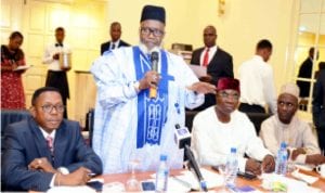 L-R: Co-ordinator, Manufacturers Power Development Company (Mpdc), Mr Owoh  Mba-Sam, Chairman Mpdc, Mr Ibrahim Usman, Director, Mr John Aluya and Director, Mpdc, Alhaji Ali Madugu, at the Manufacturers Power Development Company Stakeholders  Forum  in Lagos on Tuesday 