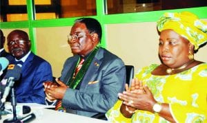 L-R: Chairman of the Nigeria Standard of Engineers, Mr Oreoluwa Fadayemi, President, Nigeria Society of Engineers (Nse), Mr Ottis Anyaeji and Nse Vice President, Professional Development, Mrs Margret Oguntala, at a news conference in Abuja, yesterday